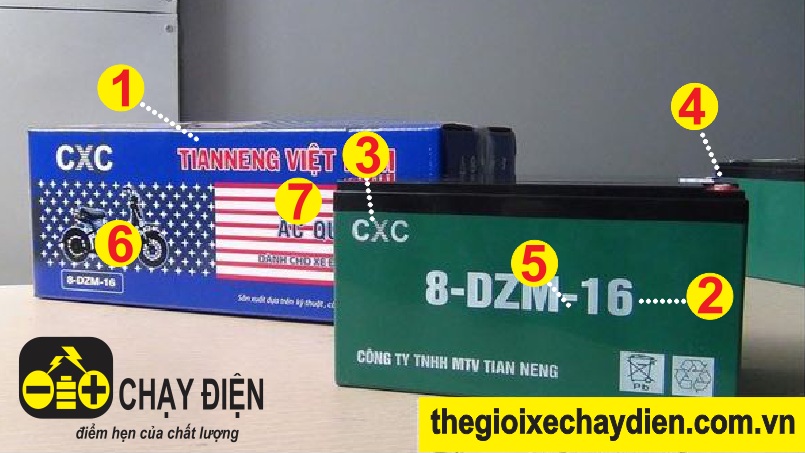 Ắc quy xe đạp điện cxc (12v - 16a) chính hãng